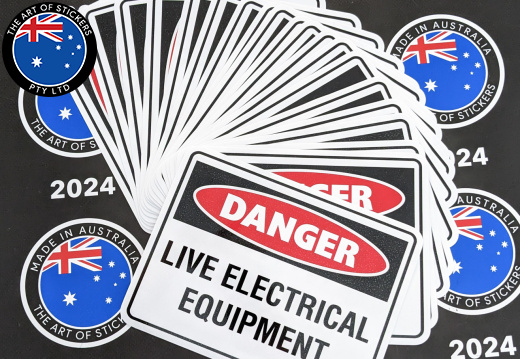 Bulk Catalogue Printed Contour Cut Die-Cut Danger Live Electrical Equipment Vinyl Business Safety Signage Stickers