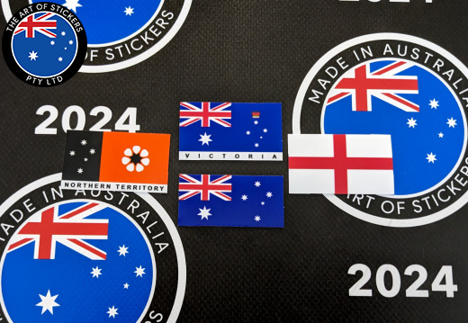 Catalogue Printed Die-Cut Australia State & England Flag Stickers