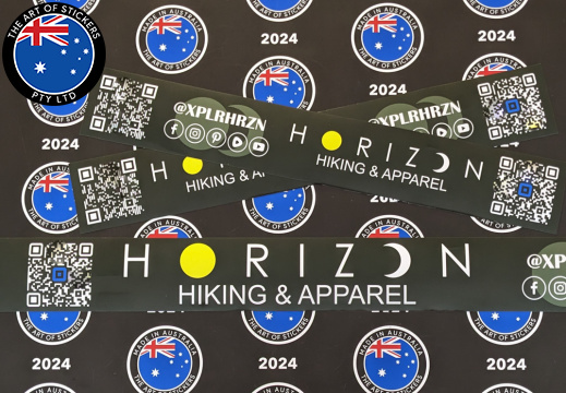 Custom Printed Die-Cut Horizon Hiking & Apparel Vinyl Business Logo QR Code Stickers